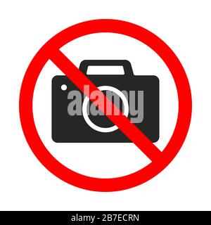 No Photography Sign. Camera forbidden vector icon. No camera sign on white background. Stock Vector