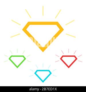 Set of diamond icons. Color diamond icons in trendy flat style. Isolated vector icons. Stock Vector