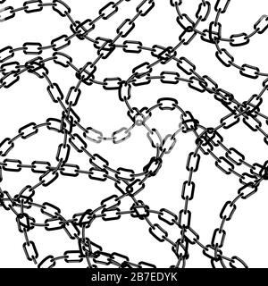 Set of Different Metal Chains Isolated on White Background. Metallic Pattern Stock Vector