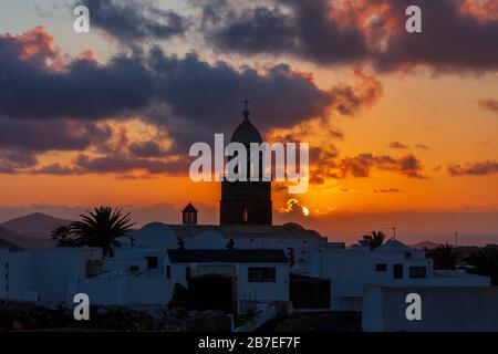 Sunset in Teguise village. Lanzarote, Canary Islands.Spain. Stock Photo