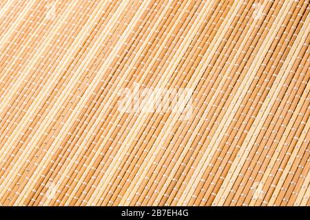 brown bamboo Mat - stand food, close-up, macro, black background Stock Photo