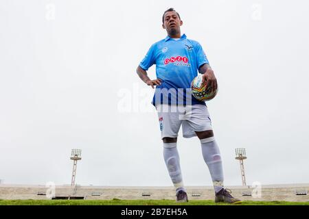 Campina Grande, Brazil. 15th Mar, 2020. Perilima&# starting png players  pose for a photo before the game between Pima and Centro Sportivo Paraibano  (CSP), hel held this Sunday afternoon (15th) at the