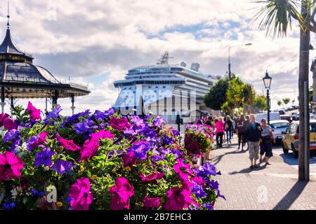 Cork, Ireland - August 7, 2018:  The Royal Princess anchored in the Port of Cobh, in Cork County, Ireland as part of a British Isle tour. Stock Photo