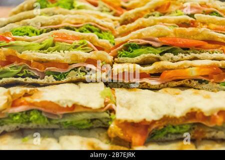 Pita sandwich with greens and tomatoes Stock Photo