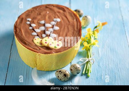 Easter in the shape of an egg with flowers Stock Photo