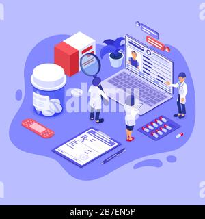 Online Doctor and Medical Diagnostics Isometric Stock Vector Image ...