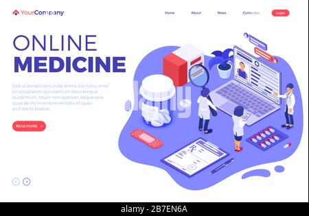 Online Medical Diagnostics Isometric Stock Vector