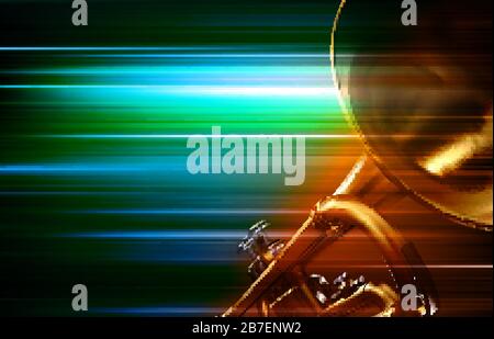 abstract green blur music background with trumpet Stock Vector