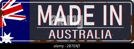 Made in Australia rusty old enamel sign Stock Vector