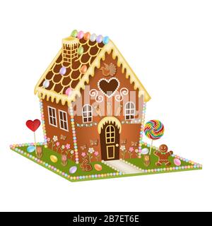 isolated gingerbread easter house on white background Stock Photo