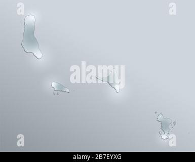 Comoro Islands map, design glass card 3D blank Stock Photo