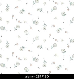 Floral seamless pattern with tiny flowers. Vector white background. Stock Vector