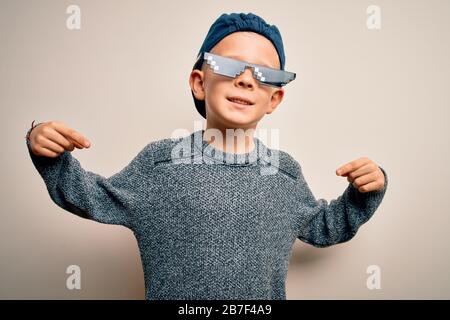 Young Little Caucasian Kid Wearing Internet Meme Thug Life Glasses Over  Isolated Background Pointing Finger Up with Successful Stock Image - Image  of background, idea: 226429199