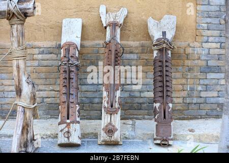 The ancient Chinese farming tools Stock Photo