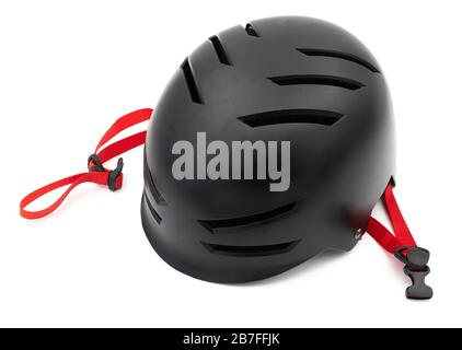 Black helmet cut out isolated on white background Stock Photo