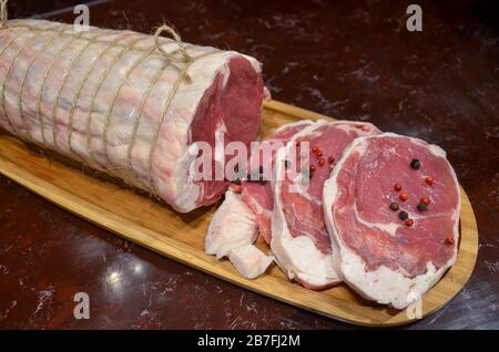 Sugiuc Turkish sausage golden sucuk. Sujuk (sucuk), a dry spicy sausage on ...