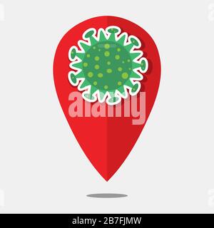 pin location the virus spread area vector illustration Stock Vector