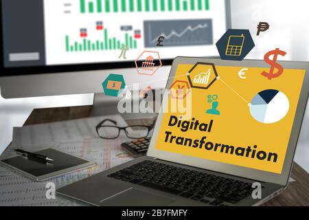 Accounting analysis businessman digital transformation Marketing Media Technology Stock Photo