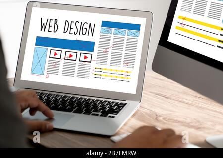 Web Design Website Homepage man work Web Design Online Content Stock Photo