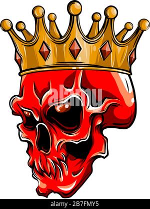 King of death. Portrait of a skull with a crown and lipstick Stock ...