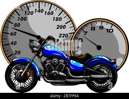 vector illustration Flaming Bike Chopper Ride Front View Stock Vector