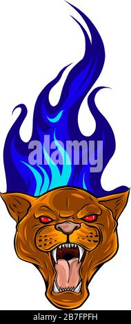 Leopard and flame, tribal tattoo vector illustration Stock Vector