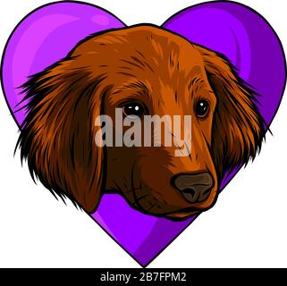 cute little dog head in heart vector illustration design Stock Vector
