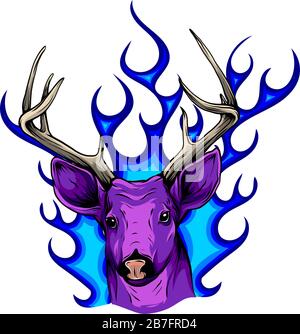 Deer horns fire logo design concept vector illustration Stock Vector