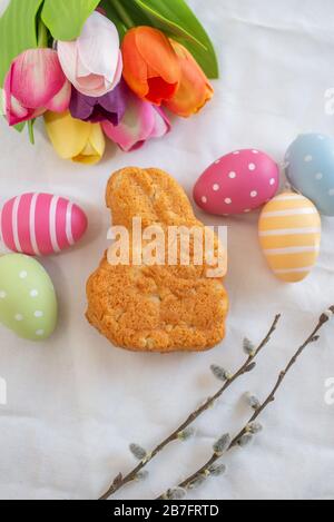Easter bunny and Easter Lamb cake with easter eggs Stock Photo