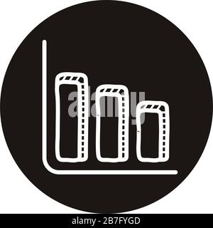 infographic statistics bars doodle block style icon Stock Vector