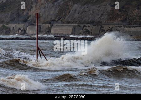 Stormy seas at Llandudno on the North Wales coast Stock Photo