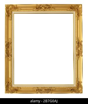 golden frame on isolated white background with clipping path. Stock Photo