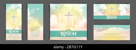 Christian religious design for Easter celebration. A set of vector banners Stock Vector