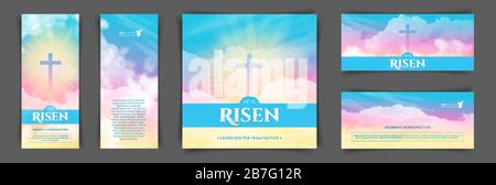 Christian religious design for Easter celebration. A set of vector banners Stock Vector