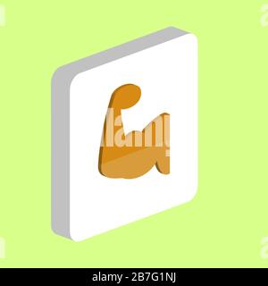 Biceps, Hand Simple vector icon. Illustration symbol design template for web mobile UI element. Perfect color isometric pictogram on 3d white square. Stock Vector