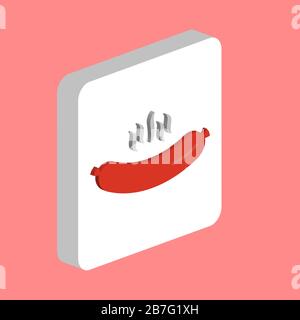 Hot Sausage, BBQ Simple vector icon. Illustration symbol design template for web mobile UI element. Perfect color isometric pictogram on 3d white squa Stock Vector
