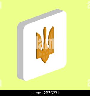 Ukraine Trident Simple vector icon. Illustration symbol design template for web mobile UI element. Perfect color isometric pictogram on 3d white squar Stock Vector