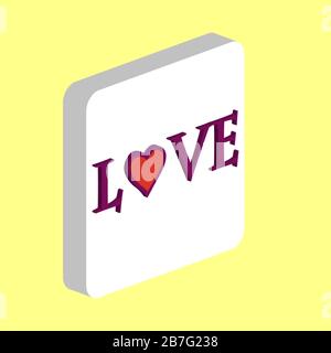 Text Love Simple vector icon. Illustration symbol design template for web mobile UI element. Perfect color isometric pictogram on 3d white square. Tex Stock Vector