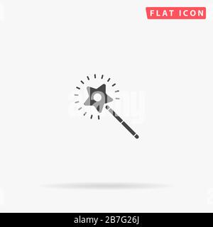 Magic Wand flat vector icon. Glyph style sign. Simple hand drawn illustrations symbol for concept infographics, designs projects, UI and UX, website o Stock Vector