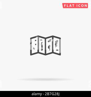 Globe World Map flat vector icon. Glyph style sign. Simple hand drawn illustrations symbol for concept infographics, designs projects, UI and UX, webs Stock Vector