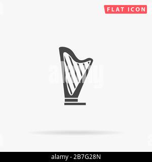 Harp flat vector icon. Glyph style sign. Simple hand drawn illustrations symbol for concept infographics, designs projects, UI and UX, website or mobi Stock Vector