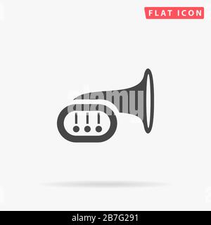 French Horn flat vector icon. Glyph style sign. Simple hand drawn illustrations symbol for concept infographics, designs projects, UI and UX, website Stock Vector