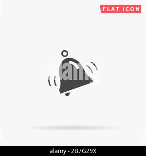 Ringing Bell flat vector icon. Glyph style sign. Simple hand drawn illustrations symbol for concept infographics, designs projects, UI and UX, website Stock Vector