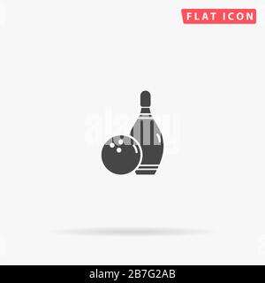 Bowling Game flat vector icon. Glyph style sign. Simple hand drawn illustrations symbol for concept infographics, designs projects, UI and UX, website Stock Vector