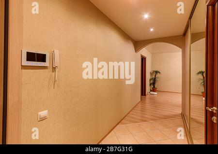 Russia, Moscow- November 15, 2019: interior room apartment video intercom on the wall Stock Photo
