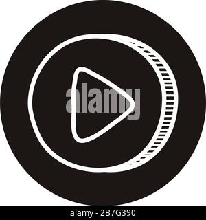 play button doodle block style icon Stock Vector