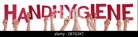 People Hands Holding Word Handhygiene Means Hand Hygiene, Isolated Background