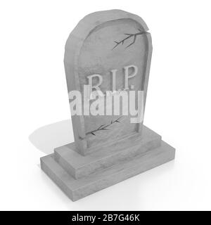 3D grave with rest in peace (RIP) letters, white background Stock Photo