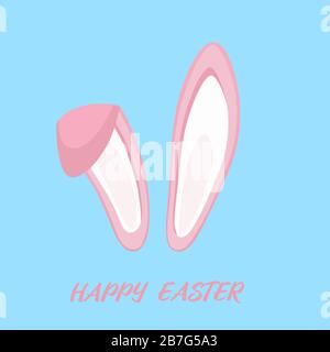 Happy Easter design with bunny ears for poster, banner or invitation cards. Vector illustration Stock Vector