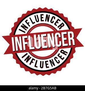 Influencer label or sticker on white background, vector illustration Stock Vector